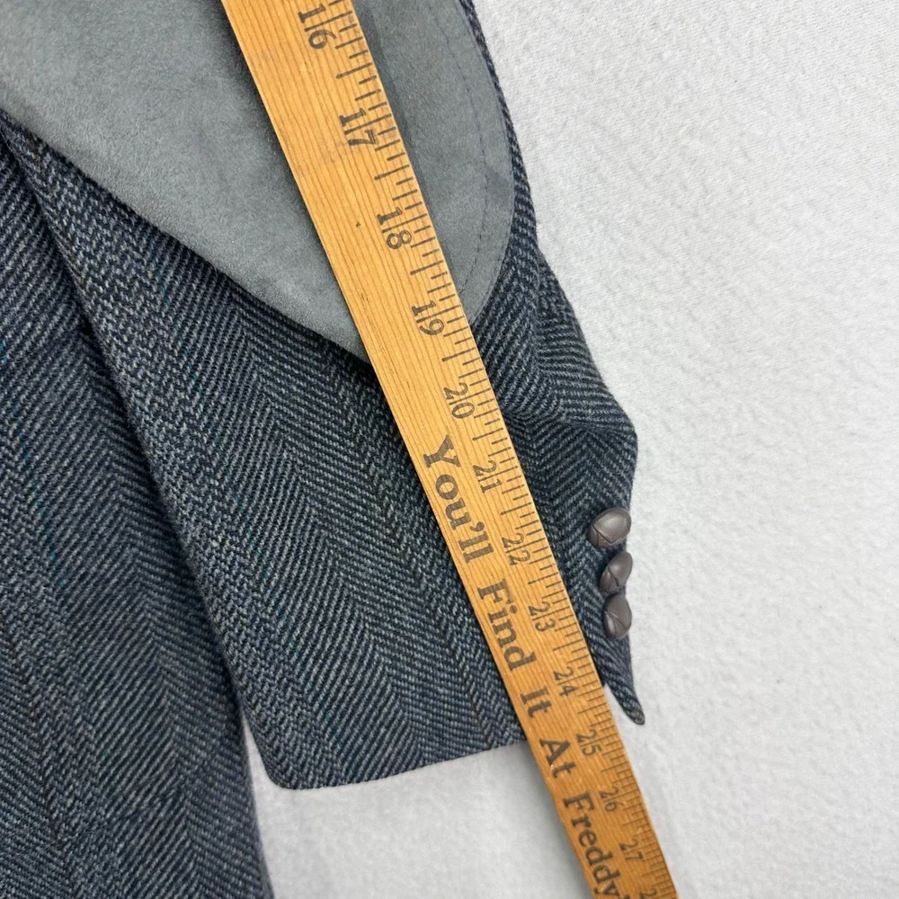 VTG Pendleton Blazer Jacket Mens‎ 44 Long Grey Herringbone Wool/Suede Western